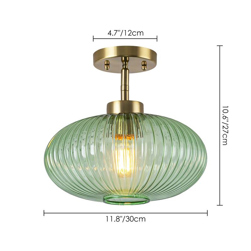 1 - Light Modern Glass Flush Mount Ceiling Light