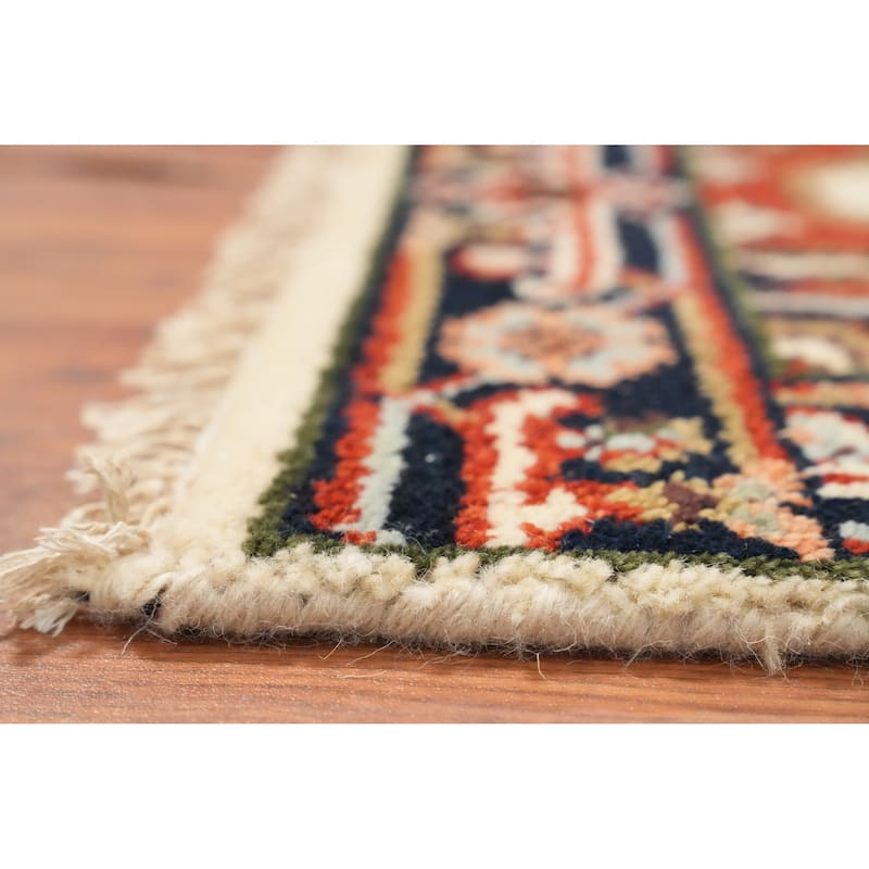 Hand Knotted Oriental 100% Wool Carpet Traditional Medallion Beige & Ivories Heriz (serapi) Area Rug - 3' 0'' X 2' 0''