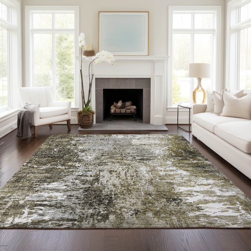 Machine Washable Indoor/ Outdoor Chantille Abstract Contemporry Rug - Taupe - 2'6" x 3'10"