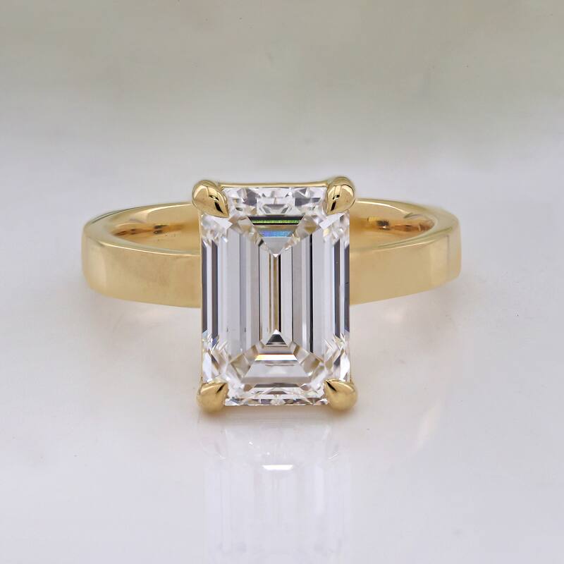 Auriya 14k Gold 5ctw Emerald-cut Lab grown Solitaire Diamond Engagement Ring (E-F VS)