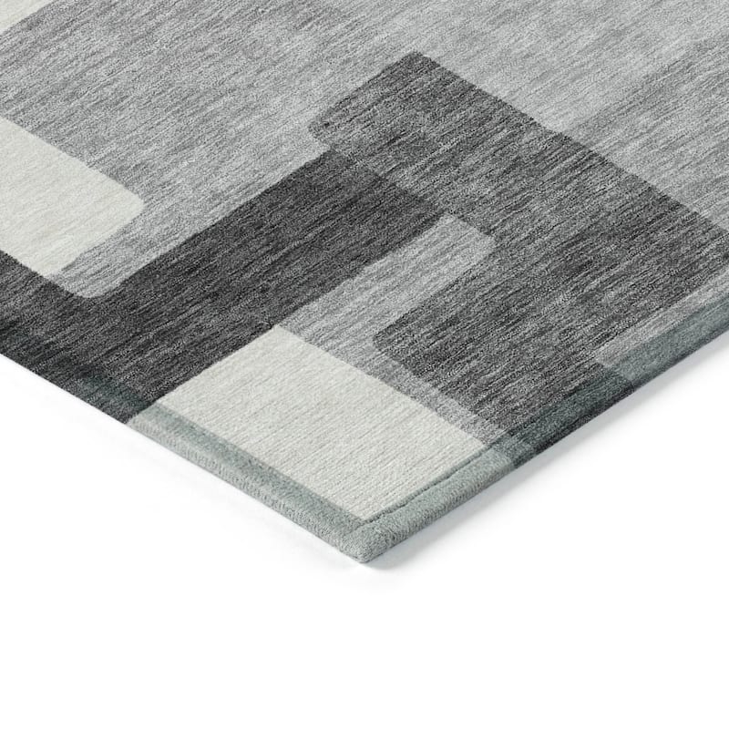 Machine Washable Indoor/ Outdoor Chantille Modern Blocks Rug