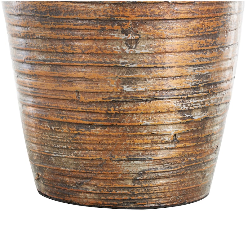 Brown Bamboo Wood Antique Inspired Pot Vase