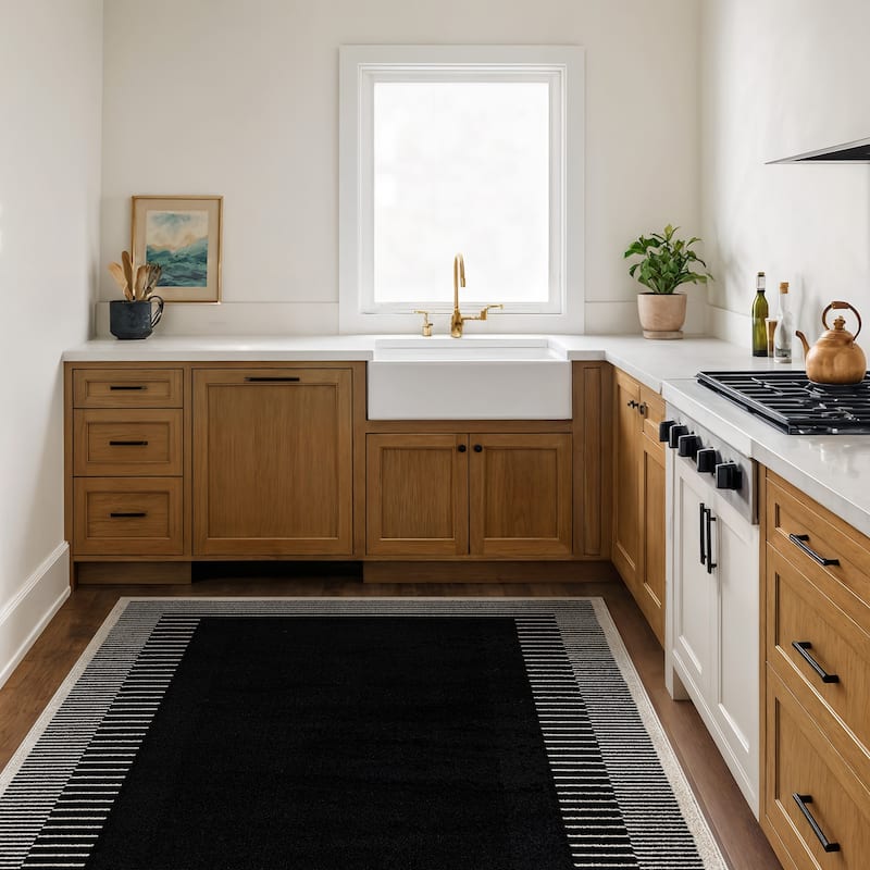 World Rug Gallery Modern Abstract Bordered Area Rug for Living Room, Bedroom, or Entryway - Low Pile Indoor Rug