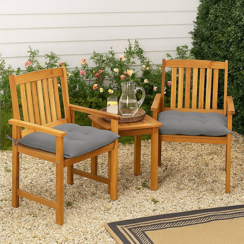 Blaire Outdoor Accent Set of 2, Gray Polyester Brown Acacia Wood