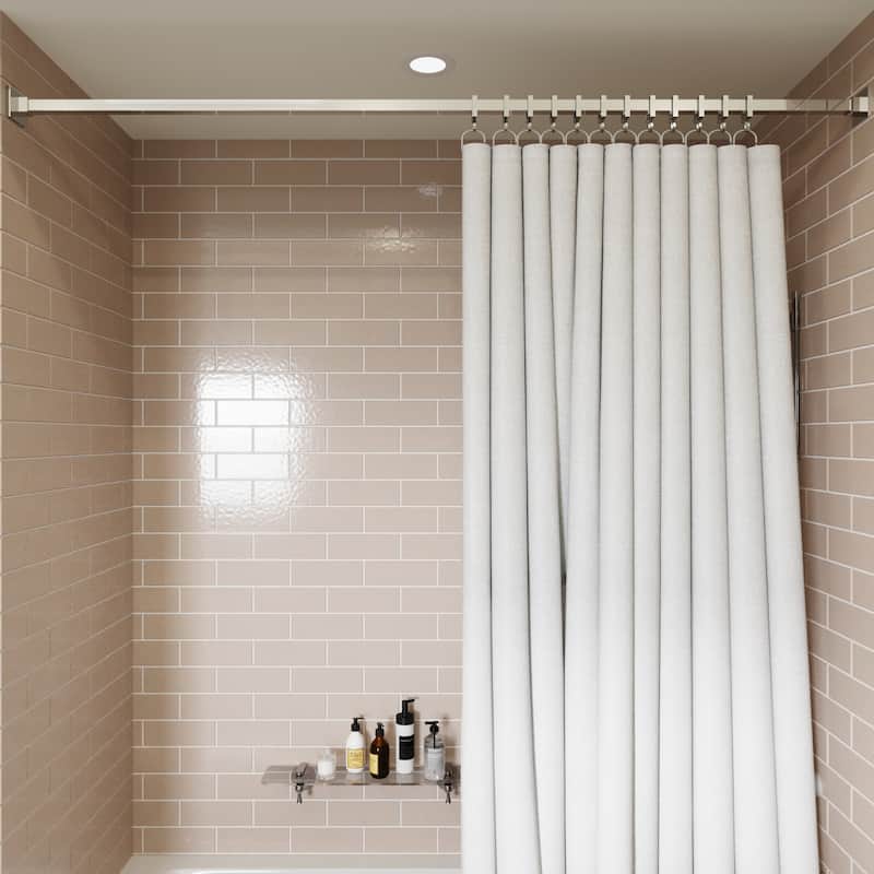 Croydex Luxury 98 in. Adjustable Square Shower Curtain Rod with Matching Hooks in Chrome