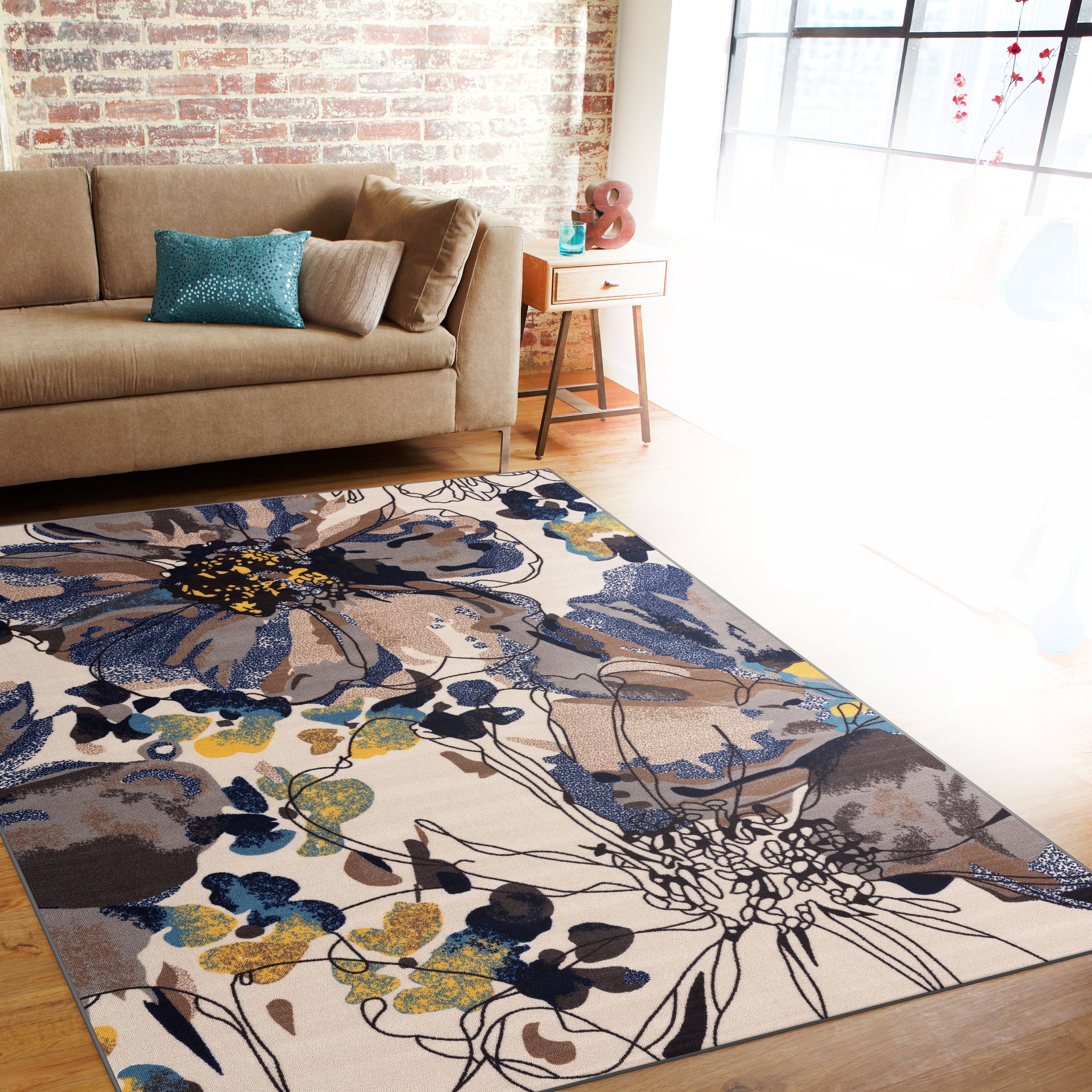 Modern Bright Flowers Non slip (non skid) Area Rug Backing - Temu