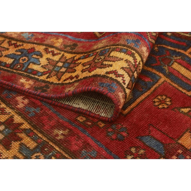 Fine Vintage Distressed Negin Red/Navy Runner - 3'2" x 12'9"