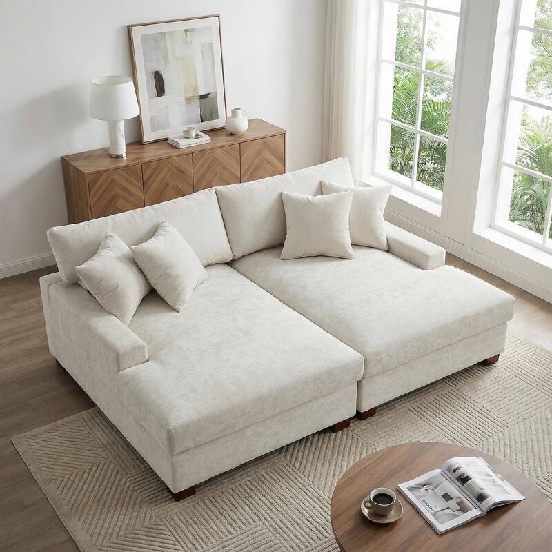 Modern Upholstered Chenille Modular Sectional Sofa with 2 Chaise