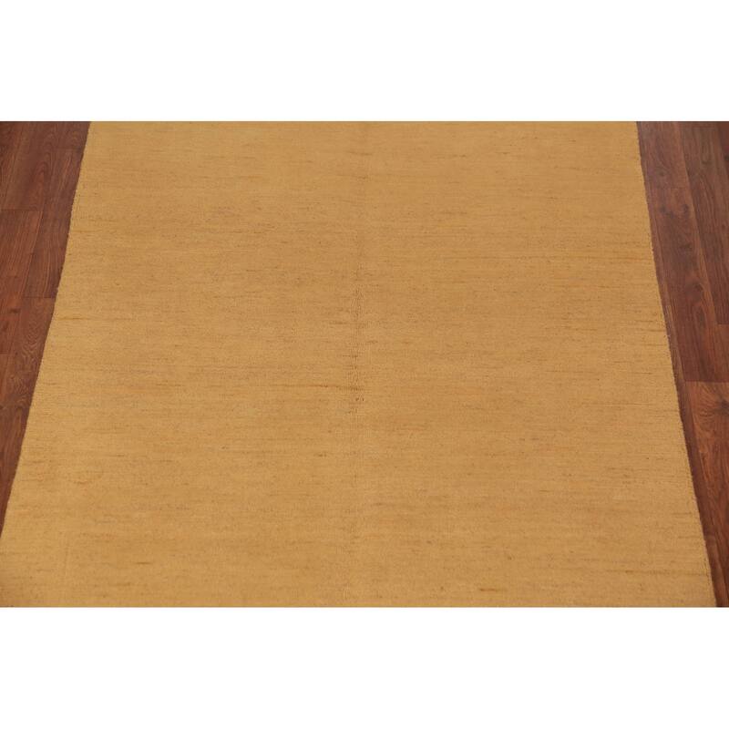 Yellow Gabbeh Oriental Area Rug Hand-Knotted Wool Carpet - 3'11" x 8'0"
