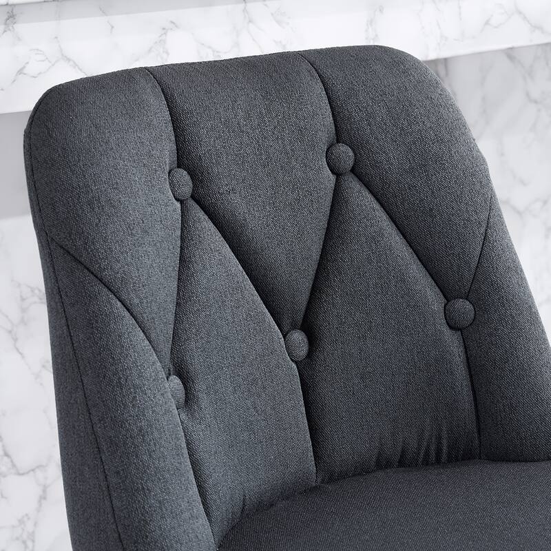 Bar Stool Set of 2, Upholstered Bar Stool with Button-Tufted Backrest, Counter Height Armless Chair with Sturdy Metal Frame