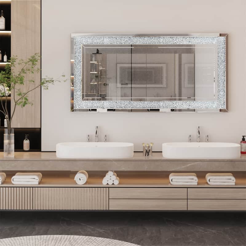 Luxury Stylish Wall Mirror w/Crushed Diamond for Living Room Bedroom
