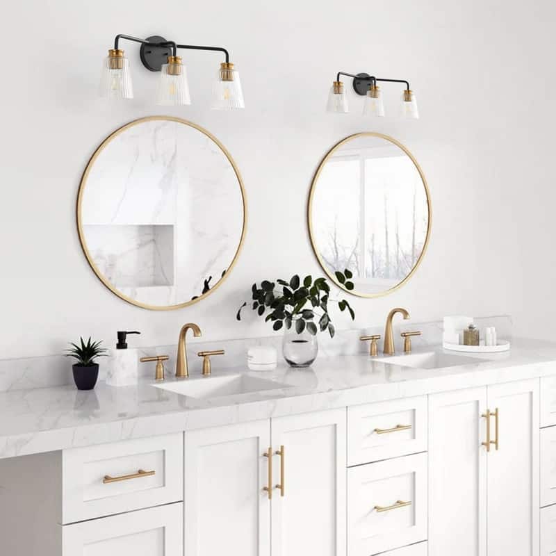 3 Light Matte Black Vanity Light Modern Bathroom Wall Fixture
