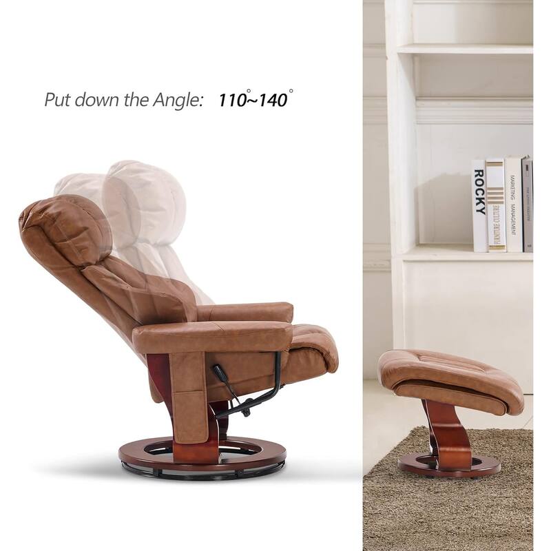 MCombo Set of 2 Recliner Chair with Ottoman Vibration Massag Faux Leather 9068