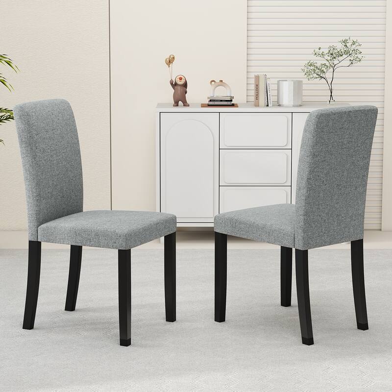 Gymax Dining Chair Set of 4 Mid-Century Modern Fabric Upholstered