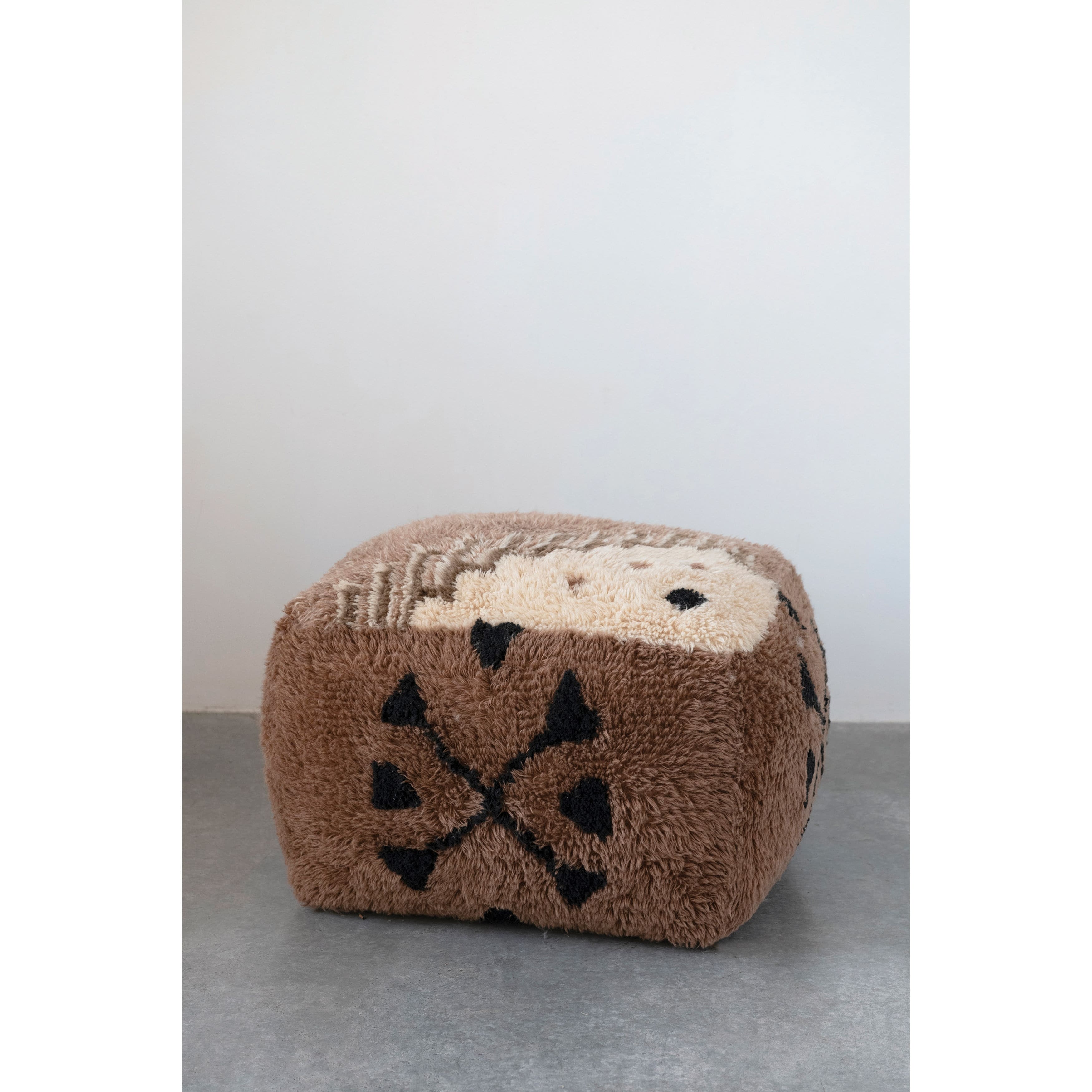 New Zealand Wool Tufted Pouf with Geometric Design Bed Bath & Beyond