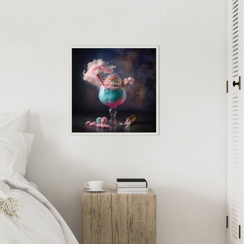 Fairy Fun Cocktail by Jake Fouracre Framed Canvas Wall Art Print - Sylvie Beaded White