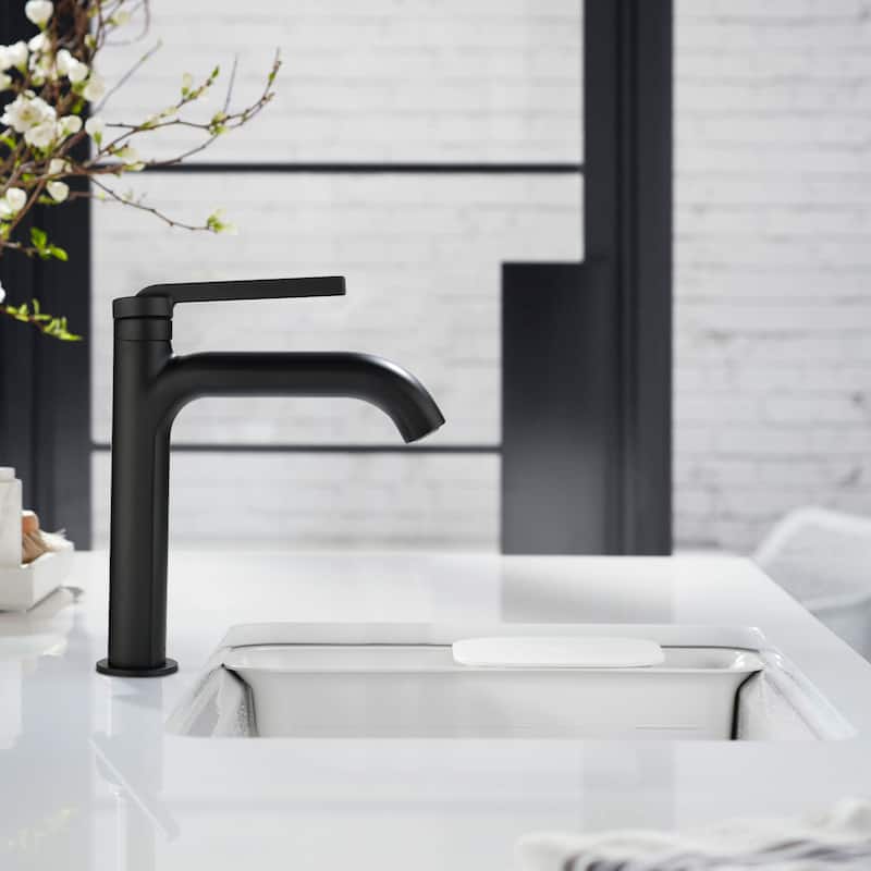 Modland 9''H Bathroom Sink Faucet Single Hole Singel Handle, Black/Gold