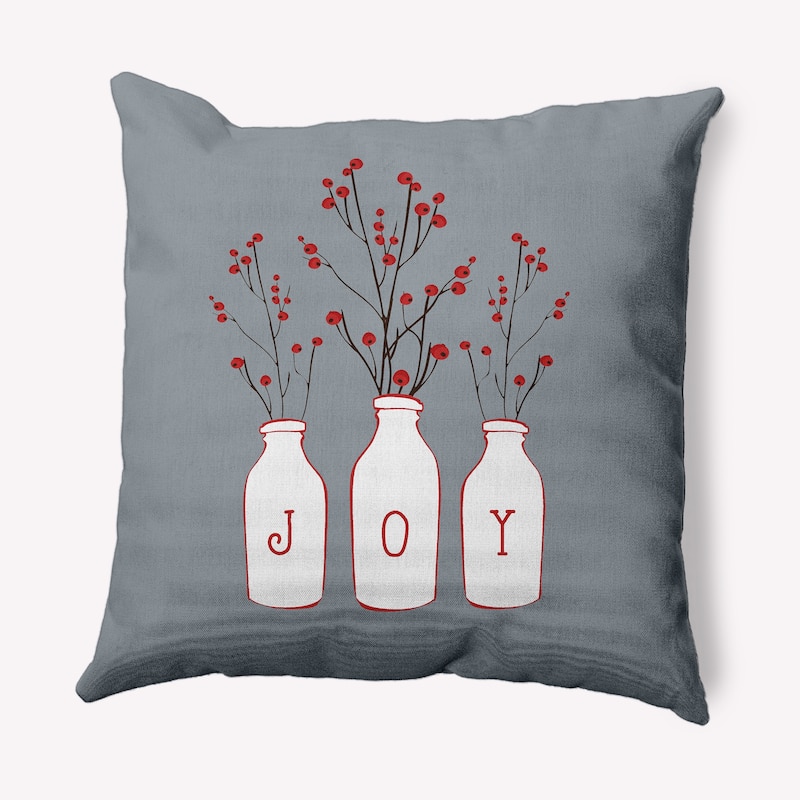 Joy Christmas/Winter Decorative Throw Pillow - 16" x 16" - Gray