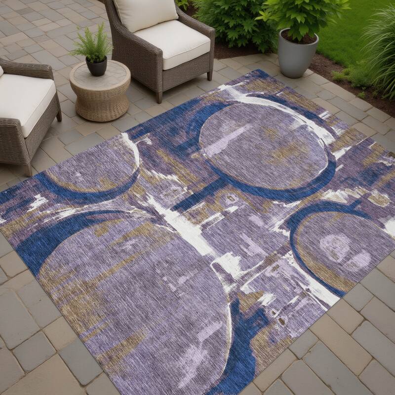 Machine Washable Indoor/ Outdoor Modern Erie Chantille Rug