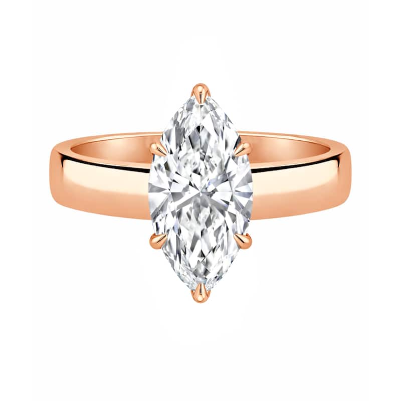 Auriya 14K Gold Marquise Lab Grown Diamond Cigar Band Engagement Ring 1.00 - 5.00ct. tw. (F-G, VS)