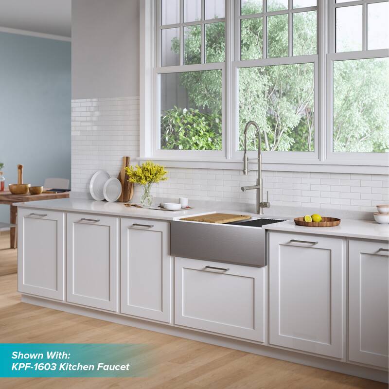 Kraus Kore 30" Farmhouse Single Basin Stainless Steel Kitchen Sink - - Stainless Steel