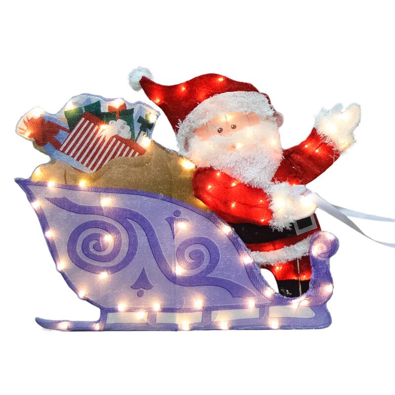 Rudolph L2D PreLit Yard Art Sleigh w Reindeer