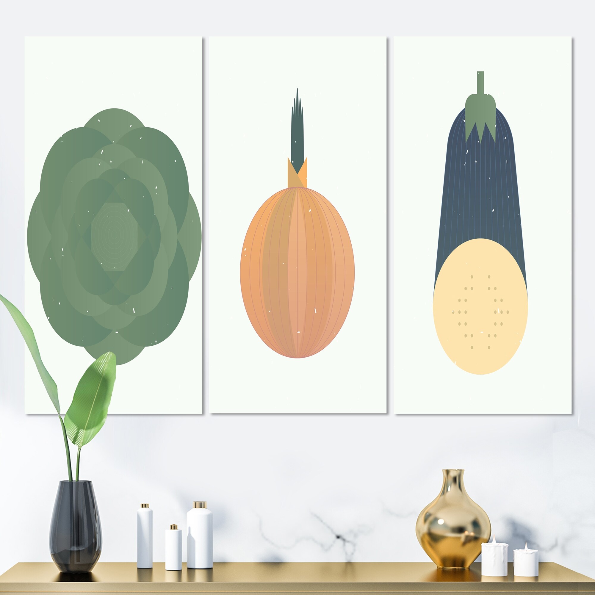 Designart Abstract Vintage Vegetables I - Traditional Art Print - Timeless Kitchen Decor - Vibrant Vegetable Illustration - Classic Wall Art for Home or Dining Room-image