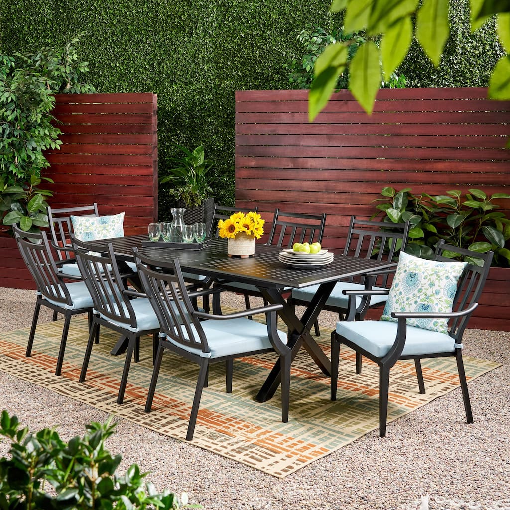 Delmar 9-piece Outdoor Dining Set with Expandable Table by Christopher Knight Home
