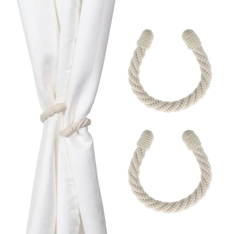 Elegant Rope Curtain Tie Backs Decorative Holdbacks - 2 Tiebacks - White