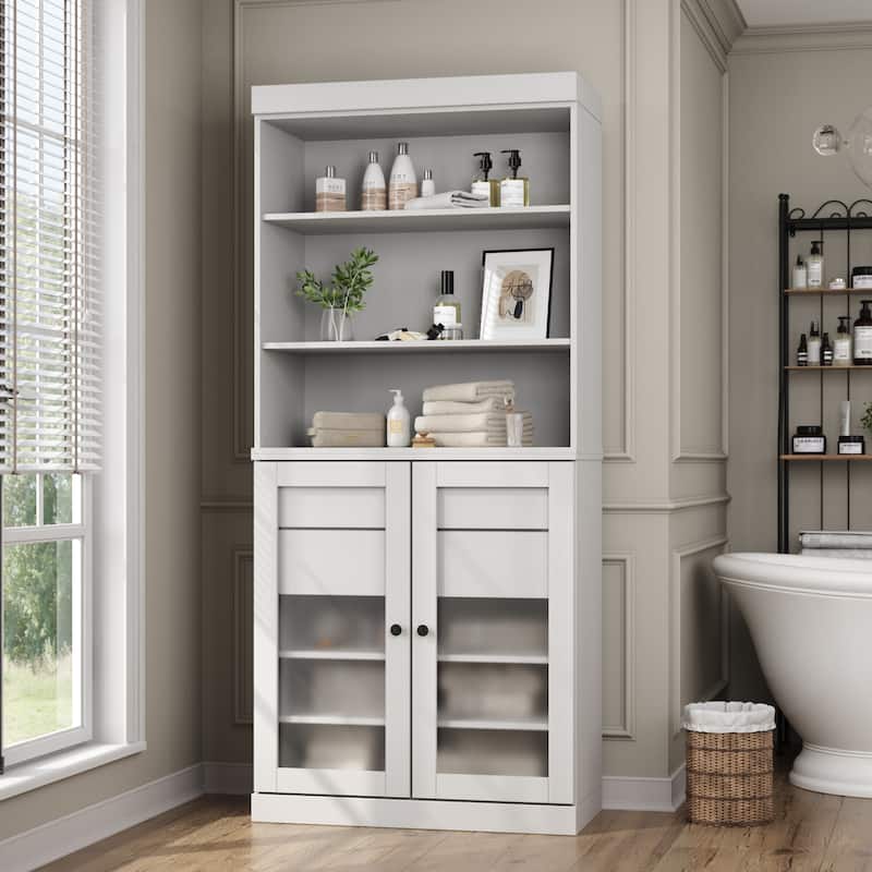 100% Solid Wood 32" Bathroom Cabinet with Optional Doors, 2-Drawers by Palace Imports