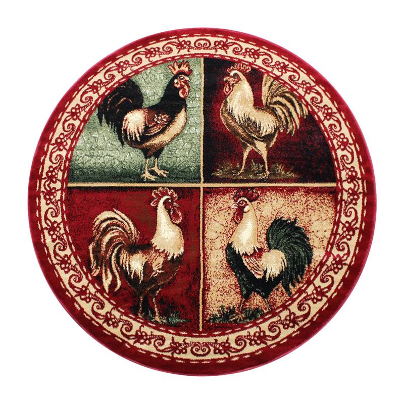 Rustic Cabin Style Vintage Rooster Themed Area Rug