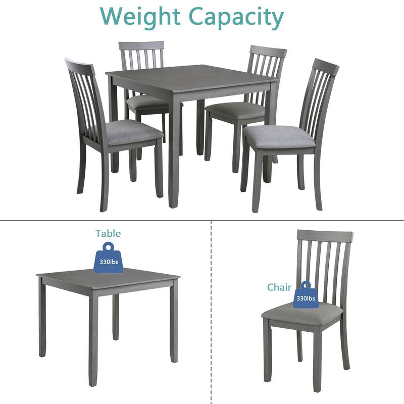 5 Piece Dining Set with 4 Upholstered Chairs