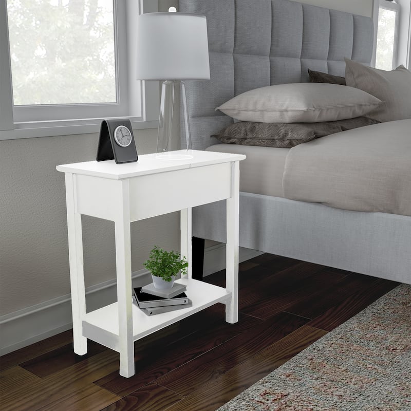 Hastings Home Flip Top End Table with Storage - 22.75” x 11” x 24”