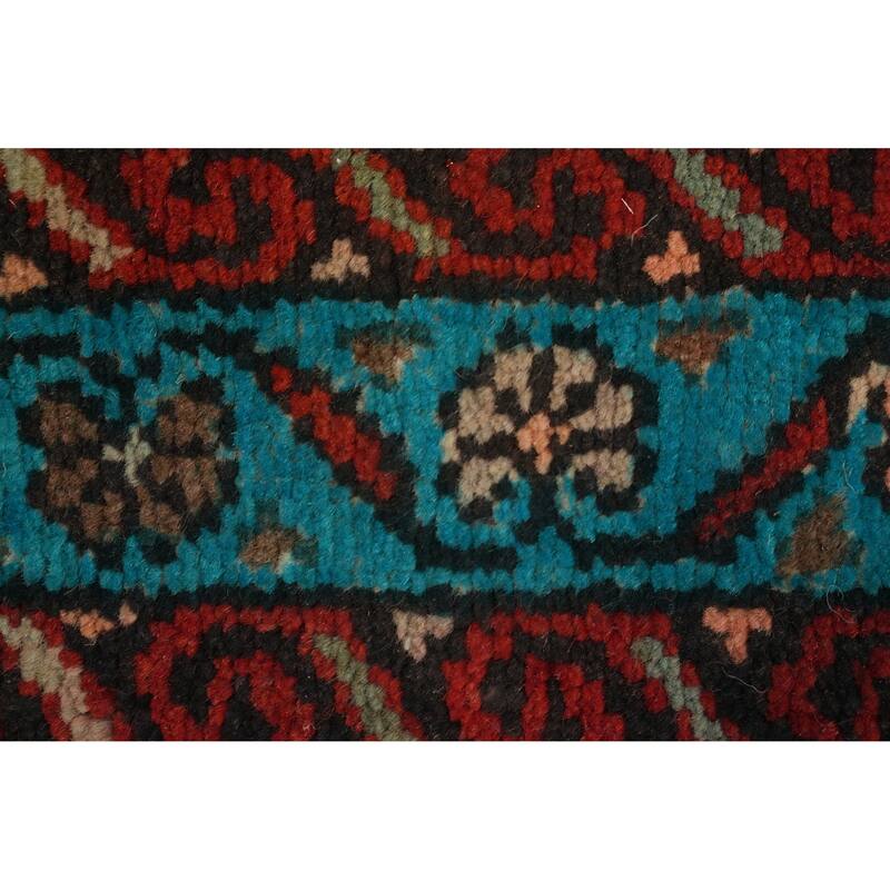 Hand Knotted Oriental 100% Wool Carpet Traditional Geometric Red Ardebil Runner Rug - 11' 3'' X 2' 8''