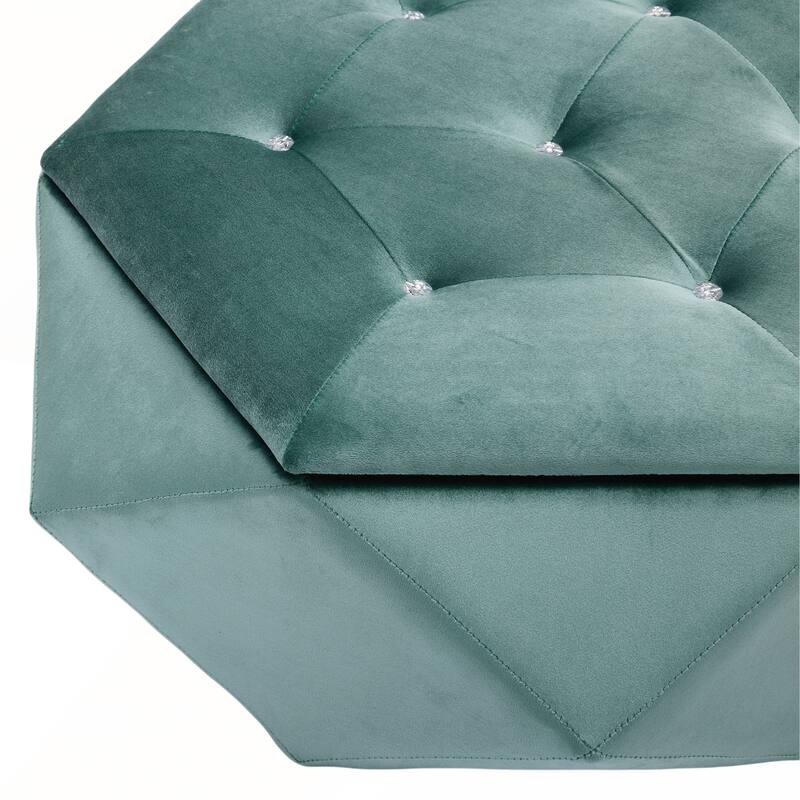 Elegant Velvet Polygon Diamond Tufted Storage Ottoman for Living Room and Bedroom