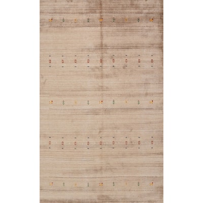 Hand Knotted Oriental 100% Wool Carpet Tribal Animal Pictorial Brown Gabbeh Area Rug - 8' 10'' X 5' 10''