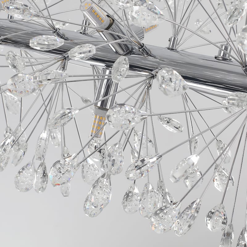 9/12-Light Modern Glam Linear Sputnik Starburst Beaded Crystal Chandelier Firework Kitchen Island Pendant