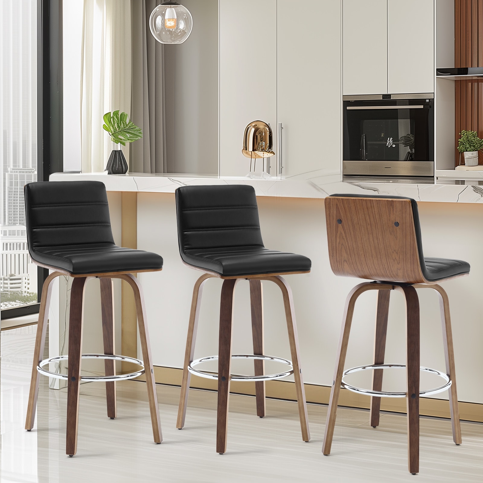Faux Leather Swivel Counter & Bar Stools (Set of 2/3)