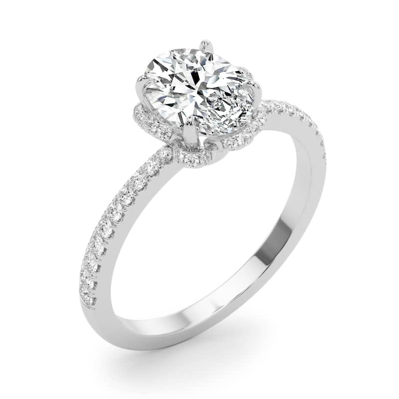 Auriya 14k White Gold Lab Grown Oval Diamond Halo Engagement Ring 0.50 to 5.00 ct. tw. (F-G VS)