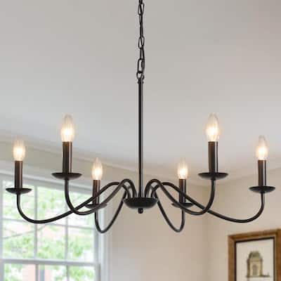 6-Light 27.55-inch Farmhouse Chandeliers for Living Room Foyer Hallway