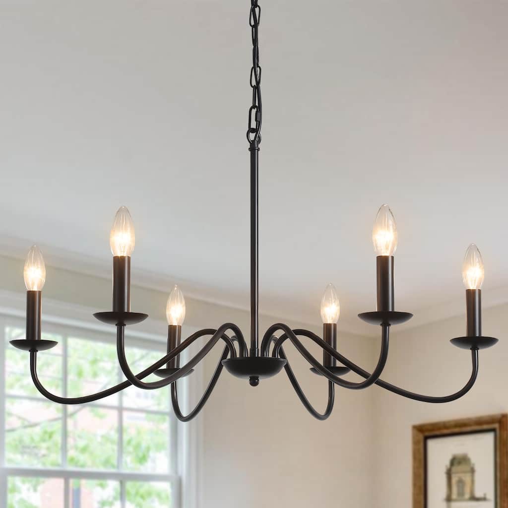 6-Light 27.55-inch Farmhouse Chandeliers for Living Room Foyer Hallway