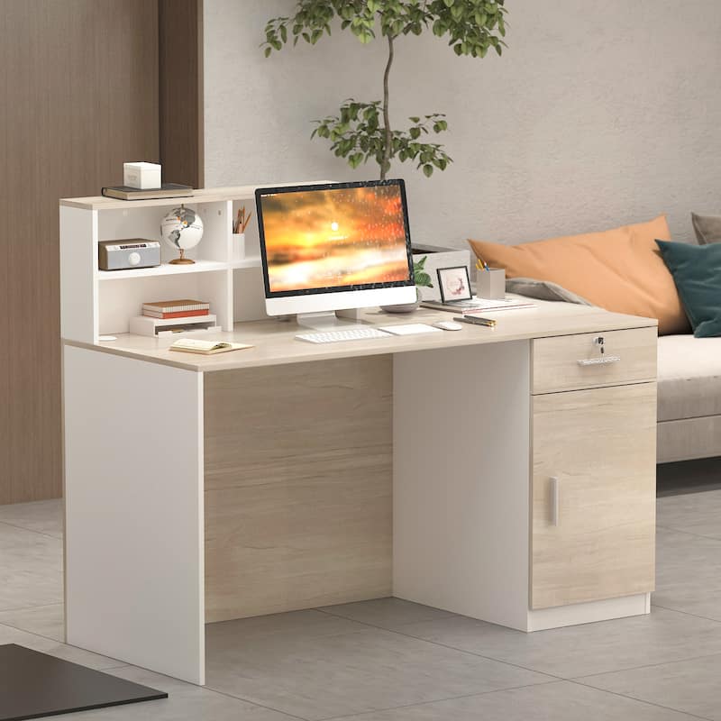 Kerrogee Rectangular Wood Reception Desk See Working Desk Oak