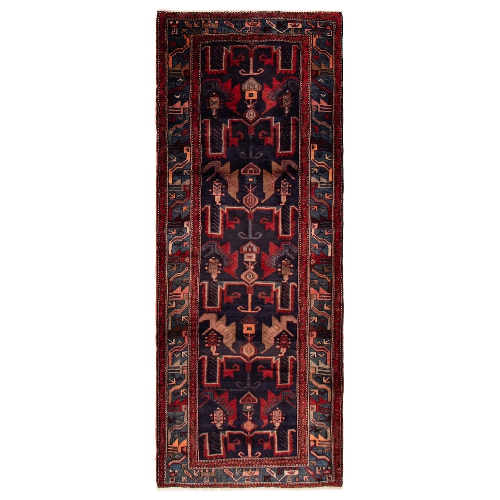 ECARPETGALLERY Hand-knotted Andelz Dark Navy, Red Wool Rug - 3'9 x 9'7