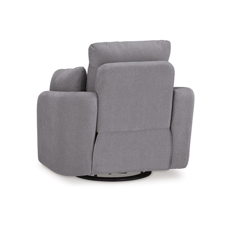 Emmett Swivel Manual Glider Recliner Chair, Gray Polyester, 2 Pillows