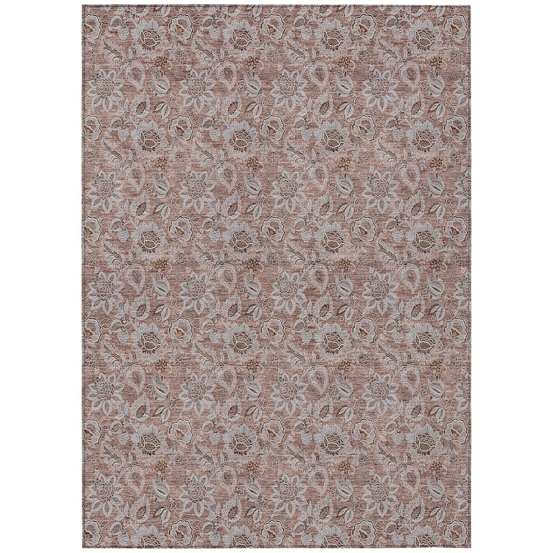 Machine Washable Indoor/ Outdoor Chantille Floral Farmhouse Rug
