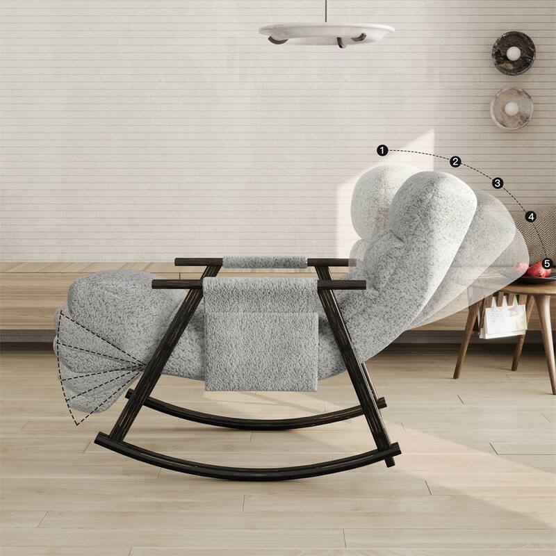 Folding Rocking Upholstered Chair with Adjustable Back and Footrest
