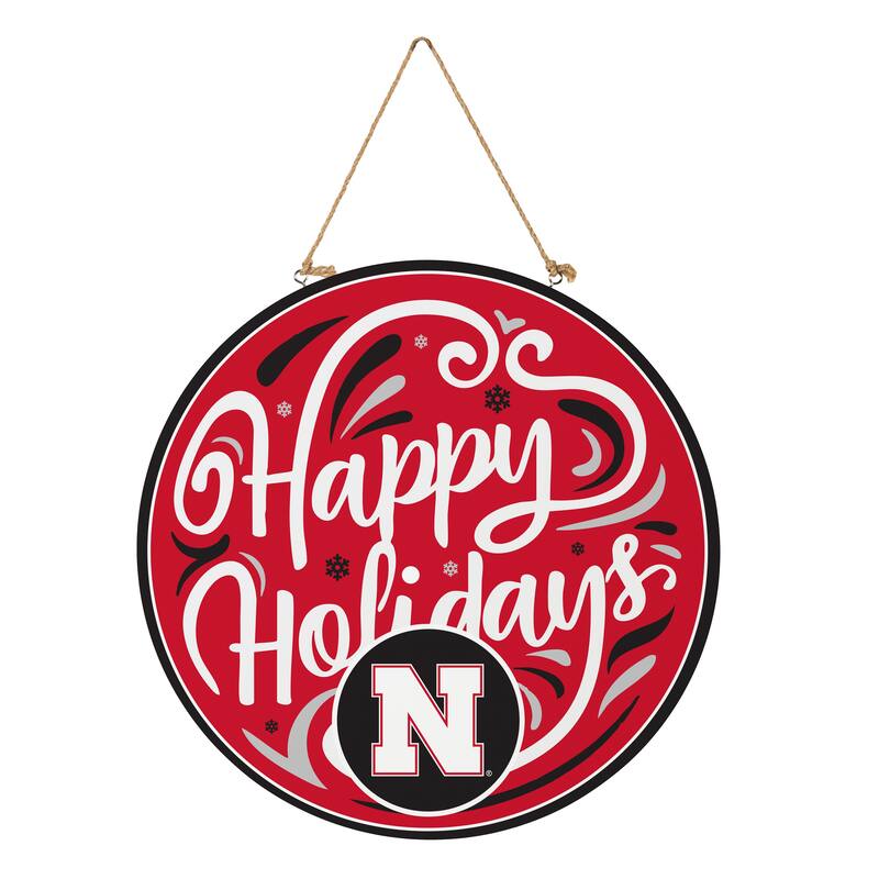 University of Nebraska 18" x 18" Happy Holidays Door Décor Wall Sign - 18" x 18"