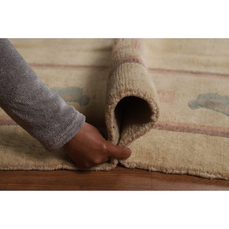 Nepalese Oriental Vintage Area Rug Hand-Knotted Wool Carpet - 7'9" x 9'4"