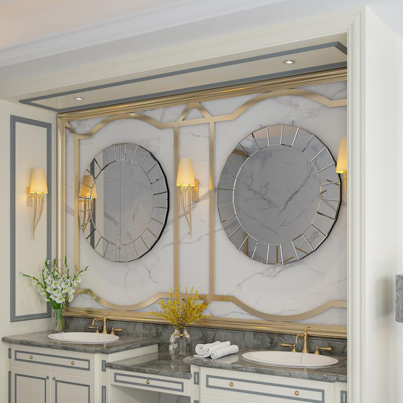 Large Round Decorative Mirrors for Wall Decor Venetian Ornate Mirror - 32in.Wx32in.H