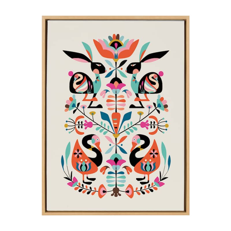 Kate and Laurel Sylvie Floral Bunny Framed Canvas By Rachel Lee - 23x33 - Plastic - Brown
